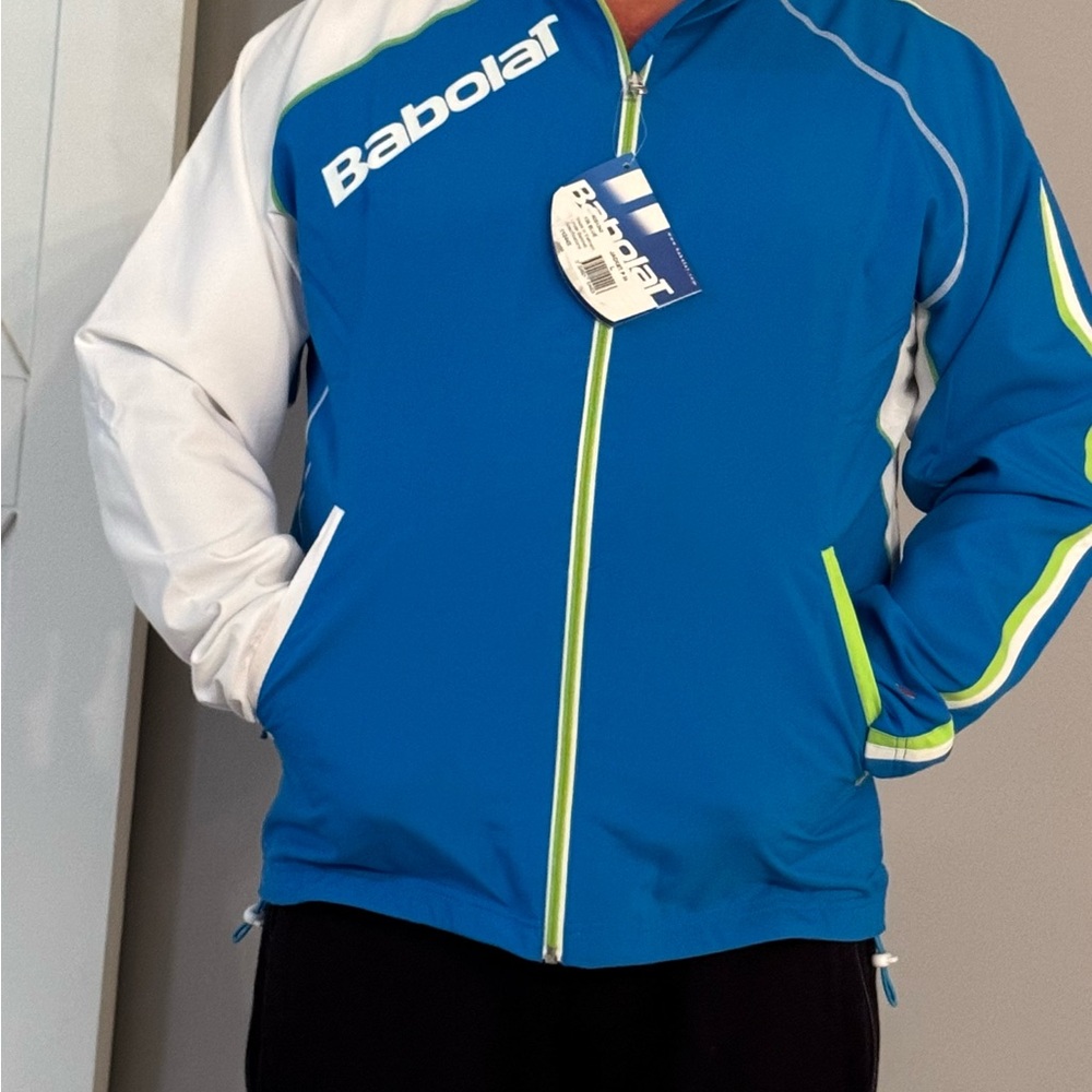 Babolat Men's Blue and White Windbreaker Jacket B43 - Picture 2 of 9